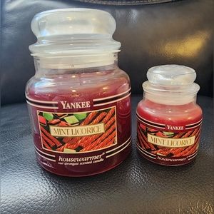Mint Licorice Yankee 2 Vintage Retired Candles 14.5 And 3.7 Oz